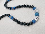Men Necklace Black Blue Beaded Jewelry Handmade Gift Ideas Ethnic