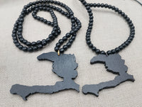 Haiti Necklace Wooden Pendant Black Jewelry Men Beaded