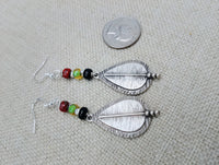 Women Jewelry Set Pan African Earrings Necklace Bracelet Silver Red Black Green Ethnic