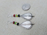 Women Jewelry Set Pan African Earrings Necklace Bracelet Silver Red Black Green Ethnic