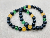 Bracelet Beaded Jamaican Flag Inspired Green Yellow Black Jewelry Handmade