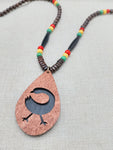 African Sankofa Necklace Wooden Black Adinkra Symbols Ghana Jewelry Unisex