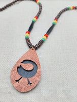 African Sankofa Necklace Wooden Black Adinkra Symbols Ghana Jewelry Unisex