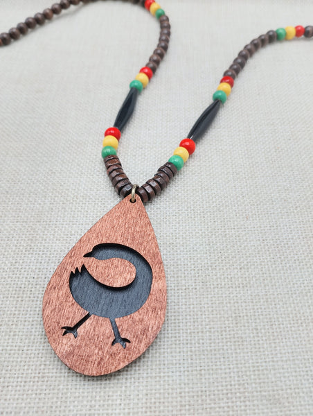 African Sankofa Necklace Wooden Black Adinkra Symbols Ghana Jewelry Unisex