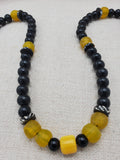 Men Necklace Yellow Black Beaded Handmade Gift Idea Birthday Father's Day