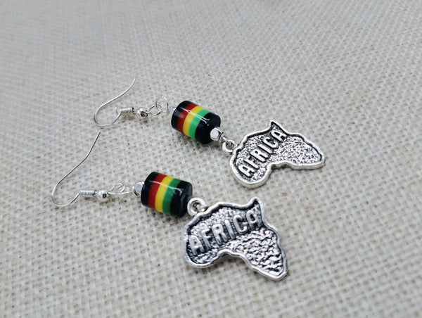 Africa Earrings Silver Women Jewelry Rasta Dangle