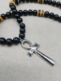 Silver Ankh Necklace Egyptian Black Yellow Beaded Ankhs Pendant Men Gift Ideas