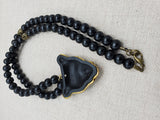 Men Necklace Panther Cheetah Beaded Jewelry Black Antique Gold Gift Idea