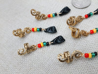 Hair Jewelry Black Power Gold Rasta Beads Locs Dreads Twist Braid Accessories Set of 6