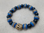 African Bracelet Ghana Beads Men Jewelry Size 8 Gift Black Blue Statement