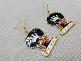 Queen Earrings Gold Black Women Jewelry Crown