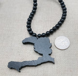 Haiti Necklace Wooden Pendant Black Jewelry Men Beaded