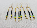 Jamaica Earrings Women Gold Long Beaded Jewelry Handmade Beaded Green Yellow Black