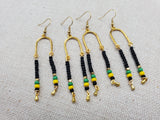 Jamaica Earrings Women Gold Long Beaded Jewelry Handmade Beaded Green Yellow Black