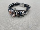 African Silver Leather Bracelet Fashion Statement Size 7.5 Women