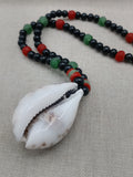 Large Cowrie Shell Men Necklace Jewelry Beaded Red Black Green Handmade African