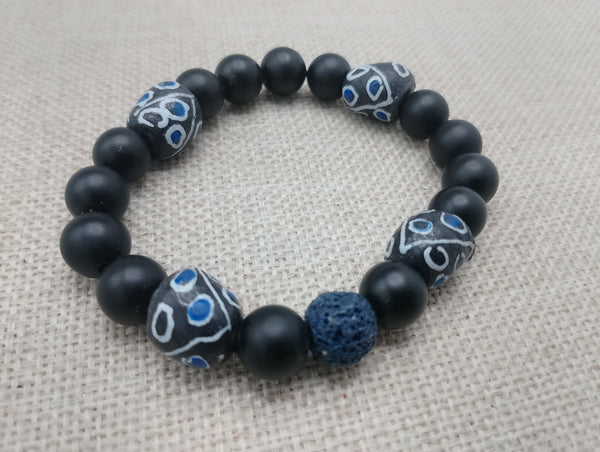 Bracelets Blue Black Beaded Jewelry Ethnic Men Unisex Handmade