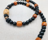 Men Necklace Black Brown Beaded Jewelry Handmade Statement Ethnic