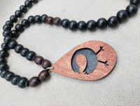 Wooden Sankofa Necklace African Adinkra Black Brown Beaded Men Women Gift Idea