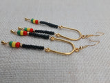 Women Gold Rasta Earrings Jewelry Beaded Black Dangle Handmade