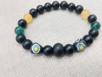 Men Bracelets Beaded Black Yellow Green Jamaican inspired