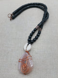 Copper Necklace Beaded Jewelry Handmade Stone Pendant