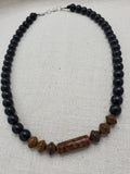 Men Beaded Necklace Black Brown Beaded Jewelry Handmade Gift Father's Day for Him