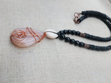 Copper Necklace Beaded Jewelry Handmade Stone Pendant