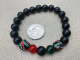African Bracelet Pan African Jewelry Beaded Red Black Green Stretch