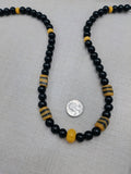 Men Necklace Beaded Jewelry Black Yellow Statement Ethnic