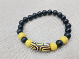 Bracelet Beaded Unisex Jewelry Size 7 Ethnic Statement Gift Ideas Yellow Black Brown