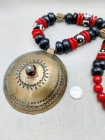 African Necklace Red Brass Black Vintage Men Women Jewelry Extra Large Photography