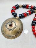 African Necklace Red Brass Black Vintage Men Women Jewelry Extra Large Photography
