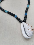 African Necklace Men Large Cowrie Shell Jewelry Black Blue Statement Beaded Ethnic