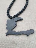 Haiti Necklace Wooden Pendant Black Jewelry Men Beaded