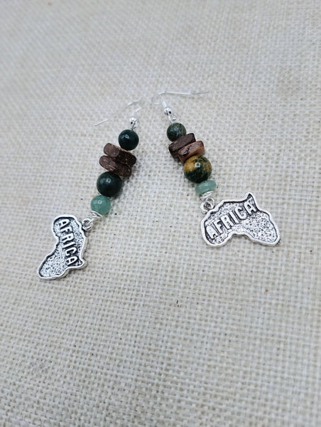 Africa Earrings Silver Pendant Beaded Ethnic Women Jewelry Dangle