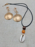 Women Jewelry Set Necklace Earrings Handmade Statement Gift Gold Tone Cowrie Bohemian Minimalist