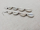 African Earrings Cowrie Jewelry Dark Brown Beads Boho Ethnic Dangle Women Gift Ideas