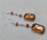Glass Beaded Earrings Brown Jewelry Silver Women Dangle Handmade