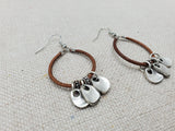 Women Leather Brown Dangle Silver Charm Pendant Earrings Boho Jewelry