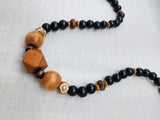 Men Necklace Beaded Jewelry Black Wood Gift Ideas Ethnic Statement Handmade