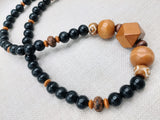 Men Necklace Beaded Jewelry Black Wood Gift Ideas Ethnic Statement Handmade
