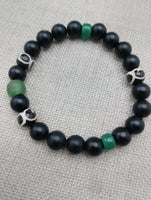 Bracelets Green Black Beaded Jewelry Ethnic Handmade Statement Gift Size 7.5 Inches