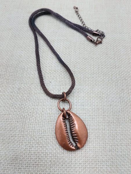 Large Cowrie Pendant Necklace Copper Jewelry Unisex Unique