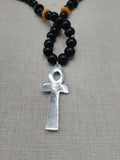 Silver Ankh Necklace Egyptian Black Yellow Beaded Ankhs Pendant Men Gift Ideas