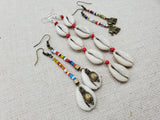 Afrocentric Earrings Cowrie Dangle Jewelry Beaded Long Women Handmade Set of 3