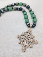Coptic Cross Necklace Jewelry Brass Antique Gold Black Green Men