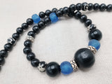 Men Necklace Black Blue White Beaded Jewelry Handmade Ethnic Statement