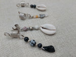 Dreadlocks Hair Accessories Jewelry Cowrie Stone Beaded Silver Twist Braids Locs Set of 4