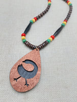 African Sankofa Necklace Wooden Black Adinkra Symbols Ghana Jewelry Unisex